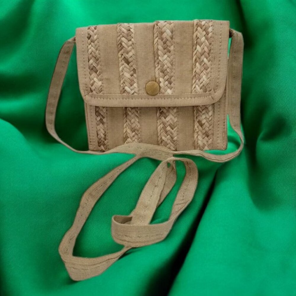 Vintage Walborg Mini Bag Crossbody Made in Italy Straw & Fabric